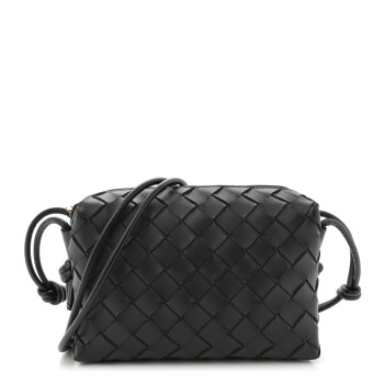 BOTTEGA VENETA Nappa Intrecciato Mini Loop Camera Bag Black