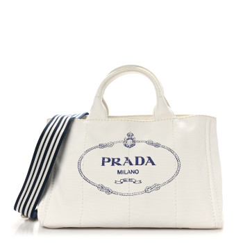 PRADA Canapa Logo Tote Bianco Blue