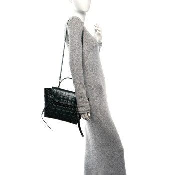 CELINE Calfskin Crocodile Embossed Micro Belt Bag Amazone