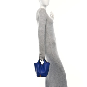 HERMES Taurillon Clemence Picotin Lock 18 PM Bleu Electrique