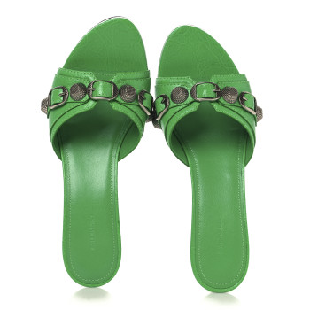 BALENCIAGA Agneau Arena Cagole 50mm Slide Sandals 36.5 Vivd Green