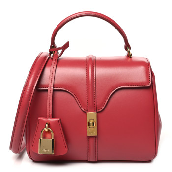 CELINE Satinated Calfskin Mini 16 Top Handle Bag Raspberry