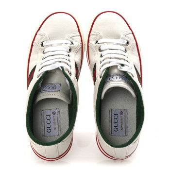 GUCCI Canvas Web Womens 1977 Tennis Sneakers 37 White