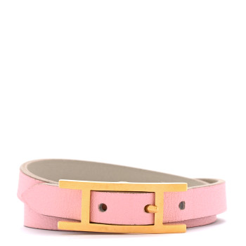 HERMES Swift Behapi Double Tour Bracelet T2  Rose Sakura Gris Perle