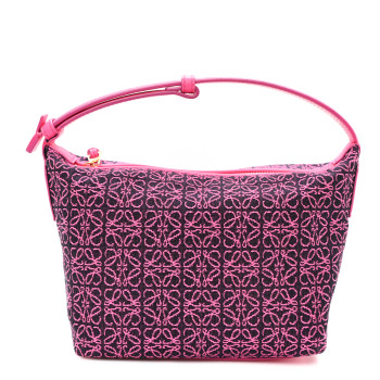 LOEWE Jacquard Anagram Calfskin Small Cubi Bag Pink