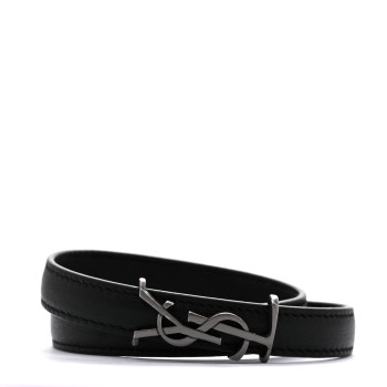 SAINT LAURENT Calfskin Opyum Double Wrap Bracelet Black