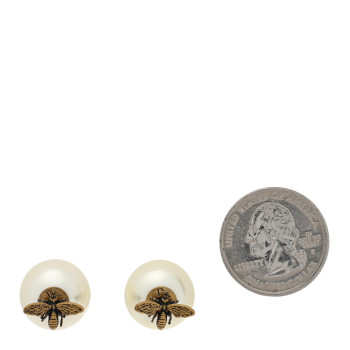 CHRISTIAN DIOR Pearl Tribales Bee Earrings Gold