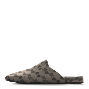 BALENCIAGA Jacquard BB Monogram Mens Cosy Mules 43 Dark Mink Grey Dark Brown