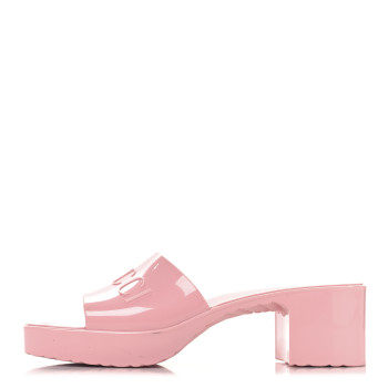GUCCI Rubber Gucci Logo Womens Platform 20/60mm Slide Sandals 39 Wild Rose