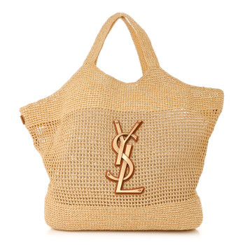 SAINT LAURENT Raffia Icare Shopping Tote Natural