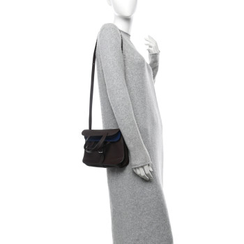 HERMES Taurillon Clemence Verso Halzan 25 Rouge Sellier Bleu Saphir