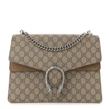 GUCCI GG Supreme Monogram Medium Dionysus Shoulder Bag Taupe