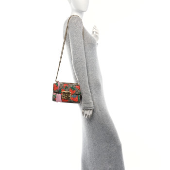 GUCCI GG Supreme Monogram Strawberry Small Padlock Shoulder Bag