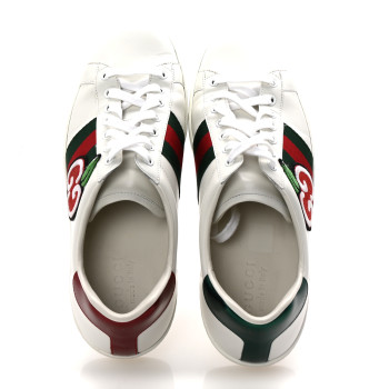 GUCCI Calfskin Web GG Apple Embroidered Ace Sneakers 9.5 White