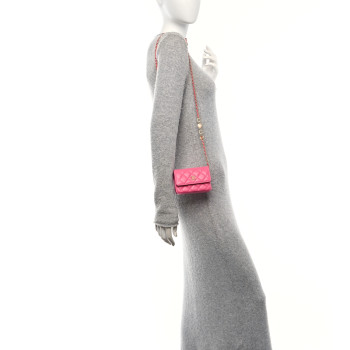 CHANEL Lambskin Enamel Quilted Coco Hearts Clutch With Chain Pink