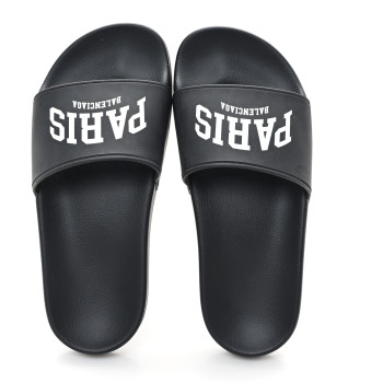 BALENCIAGA Rubber Paris Logo Womens Slide Sandals 35 Black