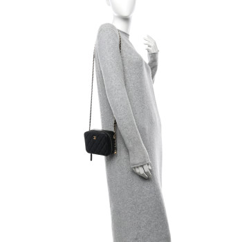 CHANEL Lambskin Quilted CC Pearl Crush Camera Case Black