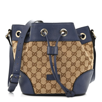 GUCCI Monogram Cellarius Calfskin Bucket Bag Beige Ebony Washed Ink