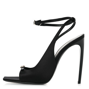 SAINT LAURENT Crepe Satin Melody 105 Ankle Strap Sandals 36 Black
