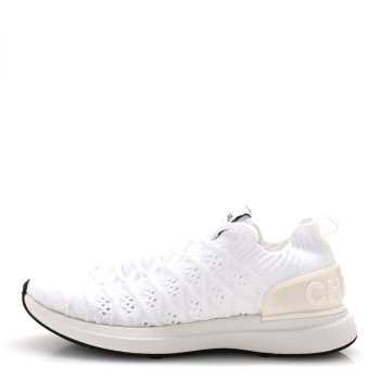 CHANEL Fabric Logo Sneakers 37 White