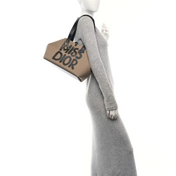CHRISTIAN DIOR Canvas Medium Miss Dior Toujours Beige Black