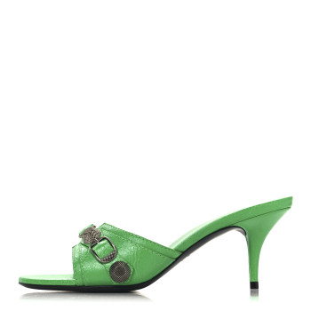 BALENCIAGA Agneau Arena Cagole 50mm Slide Sandals 36.5 Vivd Green