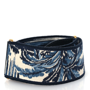 CHRISTIAN DIOR Canvas Embroidered Palm Tree Shoulder Strap Blue Multicolor