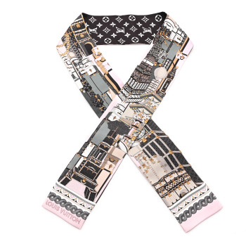 LOUIS VUITTON Silk Monogram Around The World Bandeau Black Pink