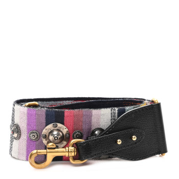 CHRISTIAN DIOR Canvas Embroidered Studded Rainbow Shoulder Strap