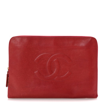 CHANEL Caviar Timeless CC Portfolio Red