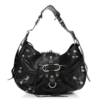 BALENCIAGA Agneau Arena Large Le Cagole Shoulder Bag Black