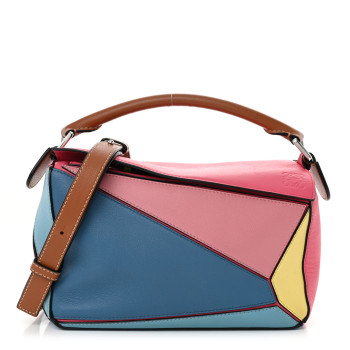 LOEWE Calfskin Small Puzzle Bag Tan Multicolor