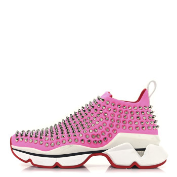 CHRISTIAN LOUBOUTIN Neoprene Spike Sock Donna Flat Sneakers 35 Rose Fluo