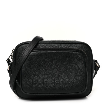 BURBERRY Grained Calfskin Small Camera Bag Black