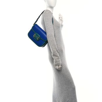 GUCCI Azalea Calfskin Horsebit 1955 Shoulder Bag Imperial Blue Pavone