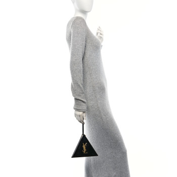 SAINT LAURENT Patent Pyramid Clutch Black