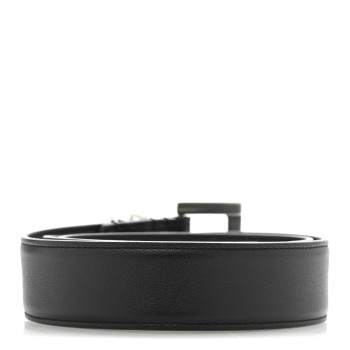 SAINT LAURENT Smooth Calfskin Monogram Square Buckle Belt 75 30 Black