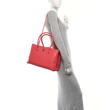 CHANEL Calfskin Cerf Executive Shopper Tote Coral
