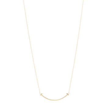 TIFFANY 18K Yellow Gold Small T Smile Pendant Necklace