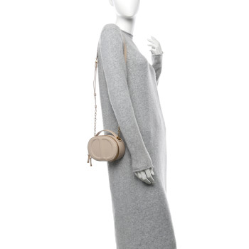 CHRISTIAN DIOR Calfskin CD Signature Oval Crossbody Camera Bag Caramel Beige