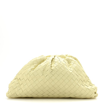 BOTTEGA VENETA Nappa Maxi Intrecciato The Pouch Oversized Clutch Ice Cream