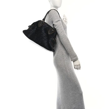 FENDI Velvet Zucca Bag De Jour Black