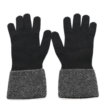 CHANEL Cashmere Silk CC Gloves Dark Grey