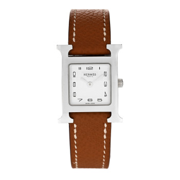 HERMES Stainless Steel Epsom 21mm Heure H Hour Quartz Watch Gold