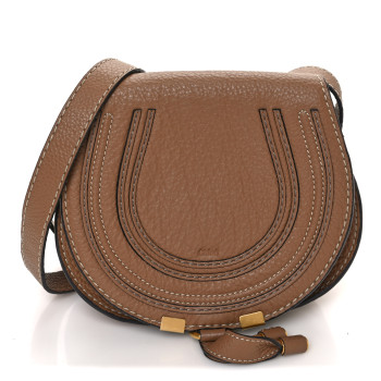 CHLOE Calfskin Mini Marcie Round Crossbody Bag Nut