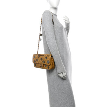 CHANEL Metallic Lambskin Quilted Medium Medallion Flap Gold