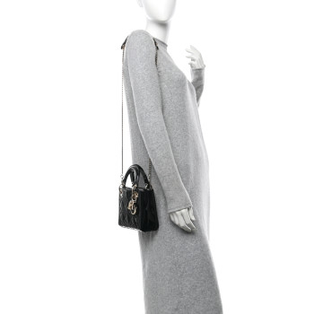 CHRISTIAN DIOR Patent Cannage Mini Lady Dior Black