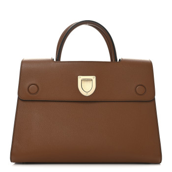 CHRISTIAN DIOR Grained Calfskin Medium Diorever Flap Brown