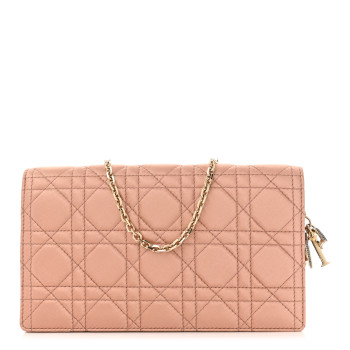 CHRISTIAN DIOR Satin Crystal Cannage Lady Dior Pouch Nude