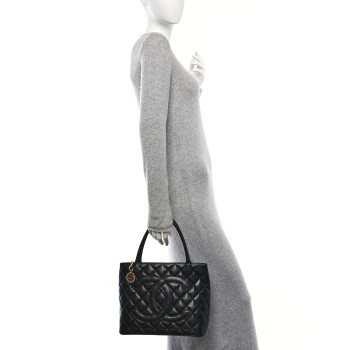 CHANEL Caviar Quilted Medallion Tote Black